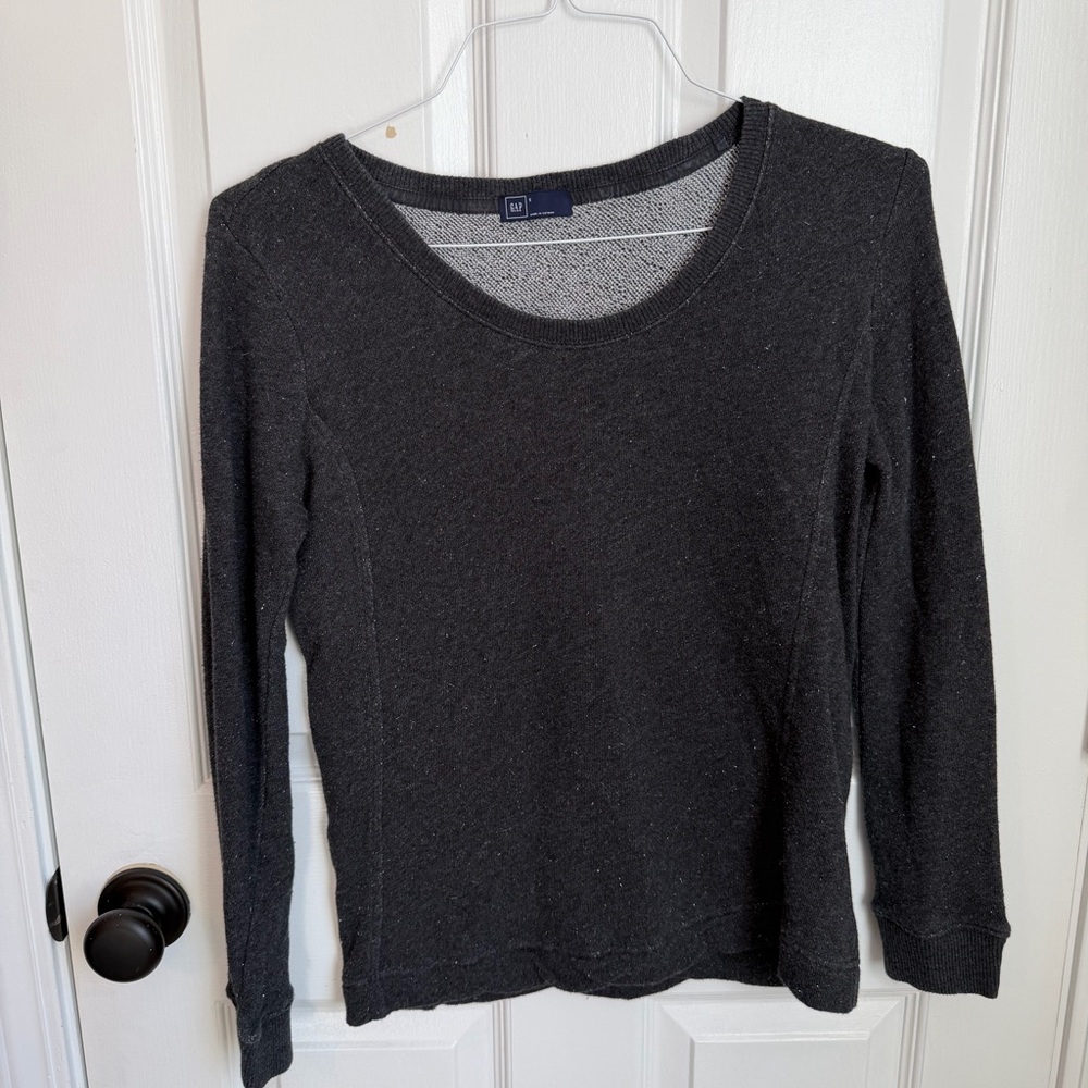 GAP Charcoal Gray & Metallic Silver Dressy Sweatshirt